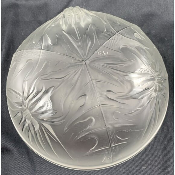 Verlys Bowl Thistle Pattern Frosted Pressed Art Glass 8.5" Signed 1930s - Picture 7 of 8